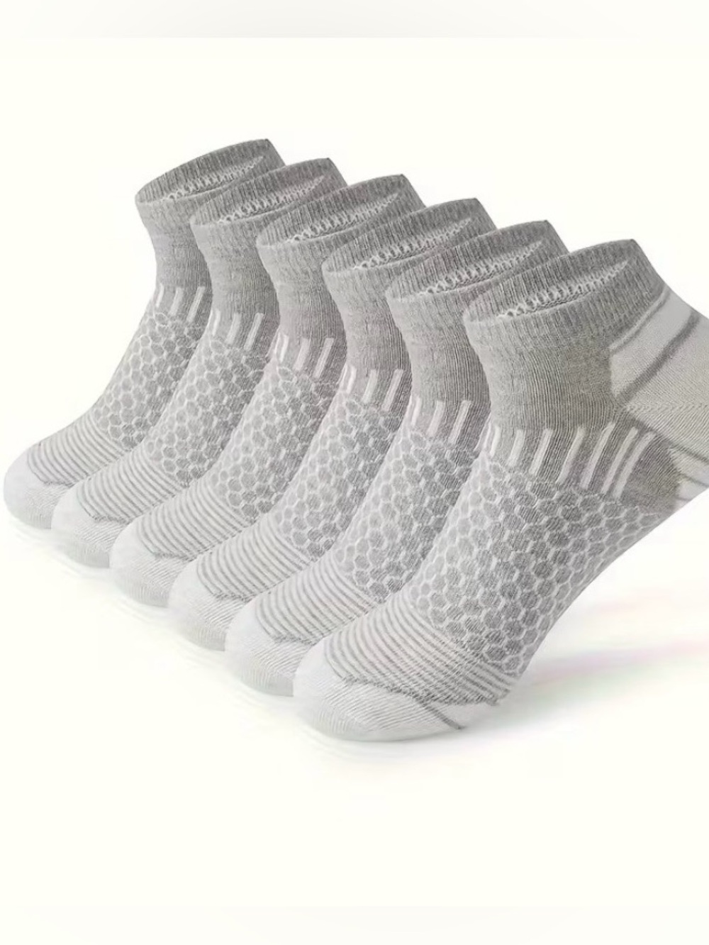 Light Gray Men's Low-Cut Moisturizer-Wicking Athletic Socks - 6 Pack
